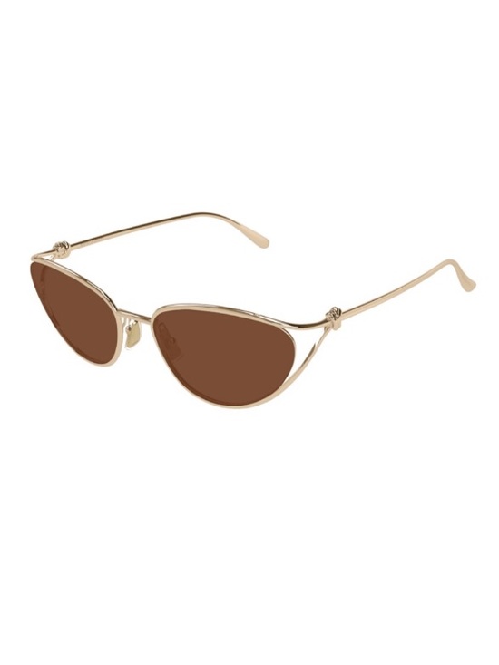 Bottega Veneta Accessories - Bottega Veneta Gold Frame Brown Lens Cat-Eye Women's Sunglasses